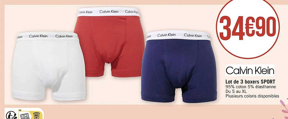 lot de 3 boxers sport calvin klein