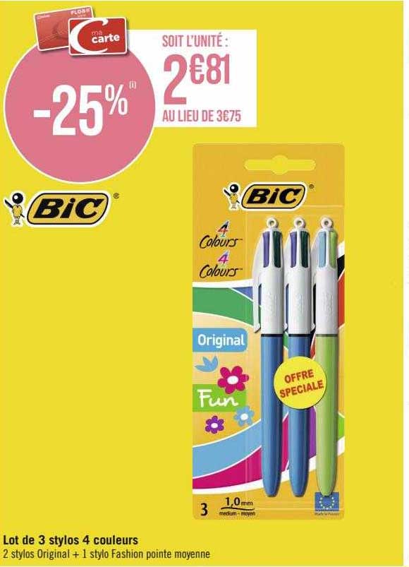 Lot De 3 Stylos 4 Couleurs Bic