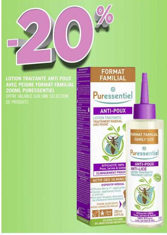 Lotion Traitante Anti Poux Avec Peigne Format Familial 200ml Puressentiel