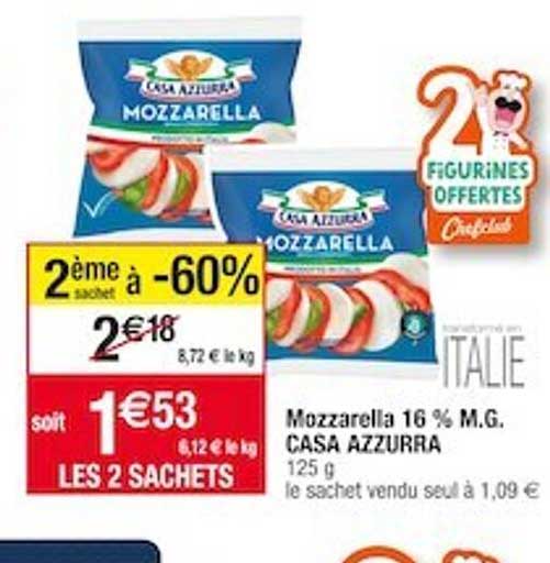 mozzarella 16% m.g. casa azzurra