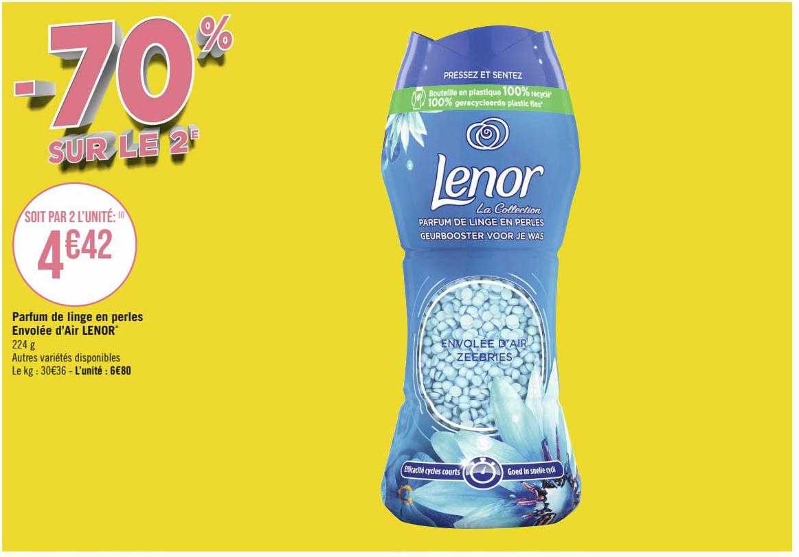 parfum de linge en perles envolée d'air lenor