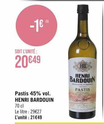 pastis 45% vol. henri bardouin