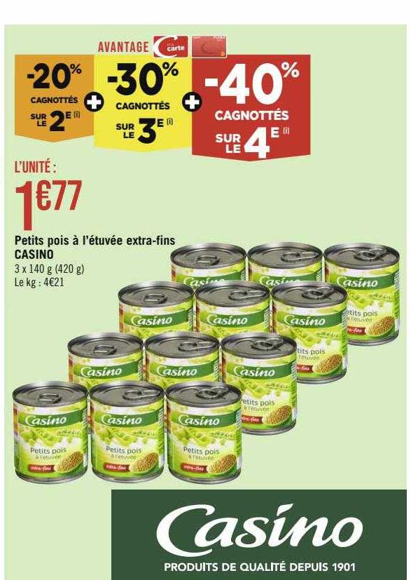 petits pois à l'étuvée extra-fins casino