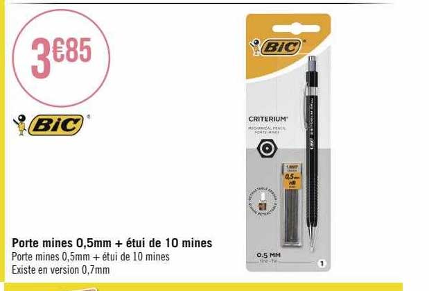 porte mines 0,5mm + étui de 10 mines bic