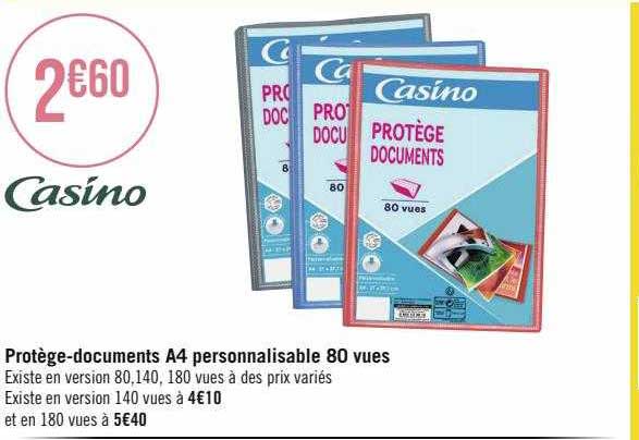 protège-documents A4 personnalisable 80 vues casino