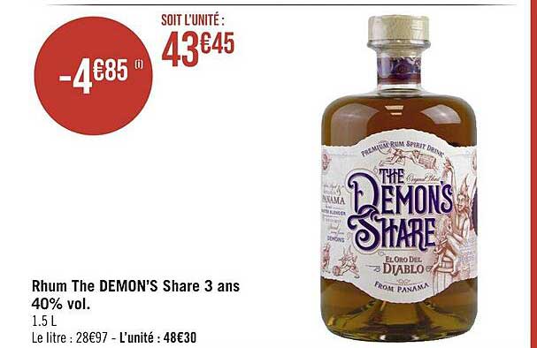 rhum the demon's share 3 ans 40% vol.