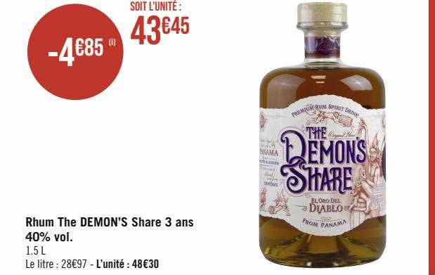 rhum the demon's share 3 ans 40% vol.