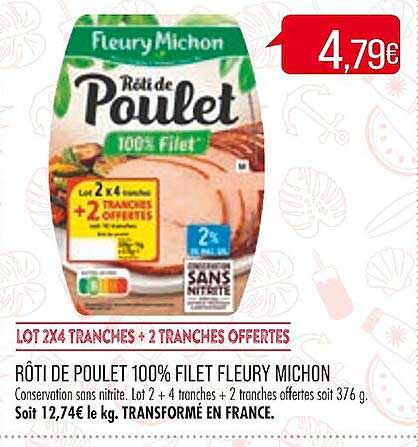rôti de poulet 100% filet fleury michon