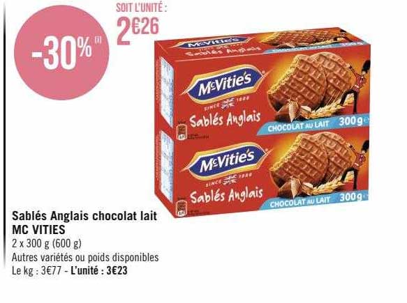 sablés anglais chocolat lait mc vities
