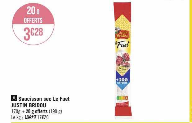 saucisson sec le fuet Justin bridou