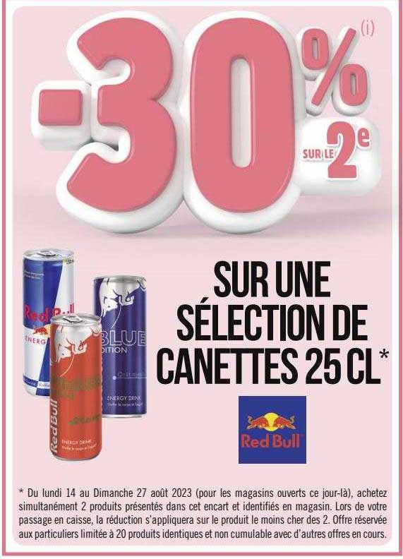 sélection de canettes 25cl red bull