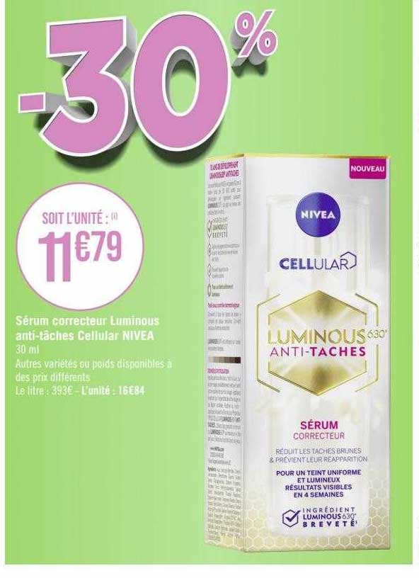 sérum correcteur luminous anti tâches cellular nivea