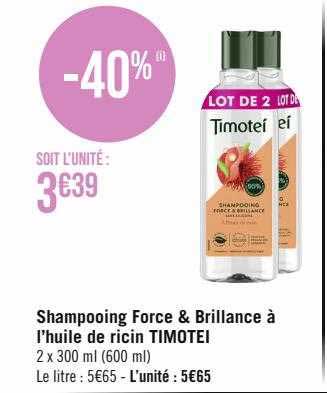 Shampooing Force & Brillance à L'huile De Ricin Timotei
