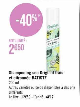 Shampooing Sec Original Frais Et Citronnée Batiste