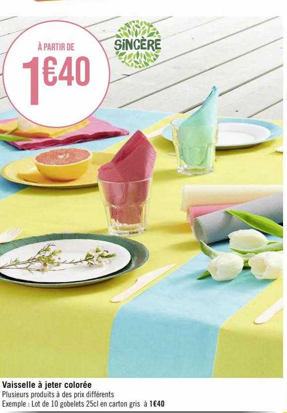 vaisselle à jeter colorée