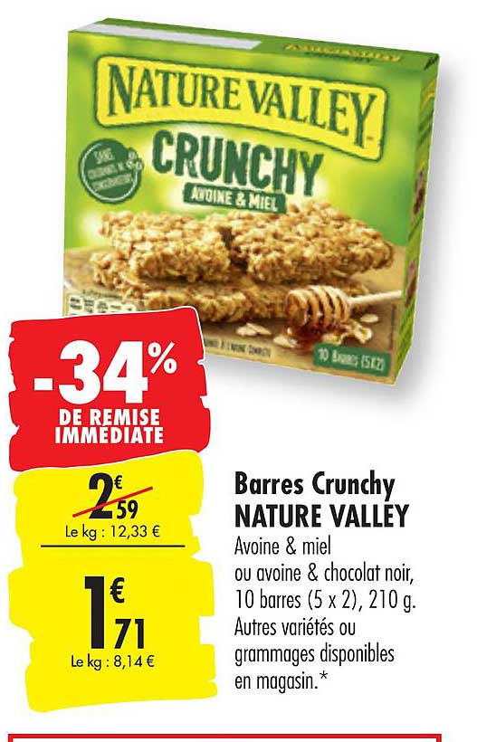 barres crunchy nature valley -34% de remise immédiate