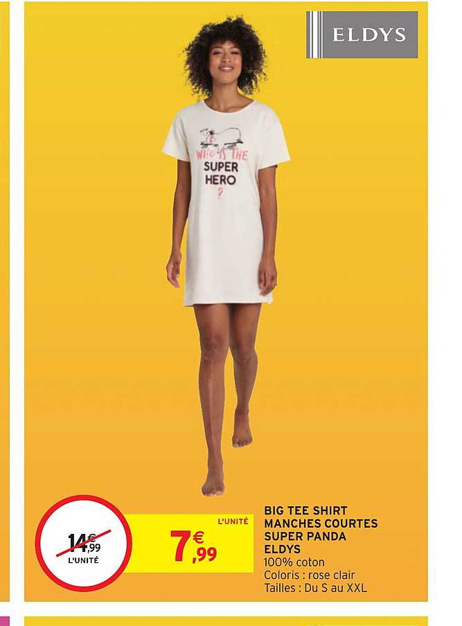 big tee shirt manches courtes super panda eldys
