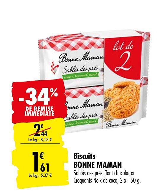 biscuits bonne maman -34% de remise immédiate
