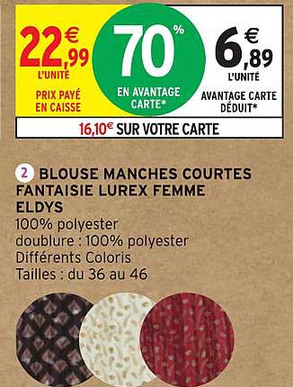 blouse manches courtes fantaisie lurex femme eldys