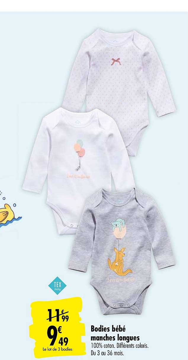 bodies bébé manches longues tex baby