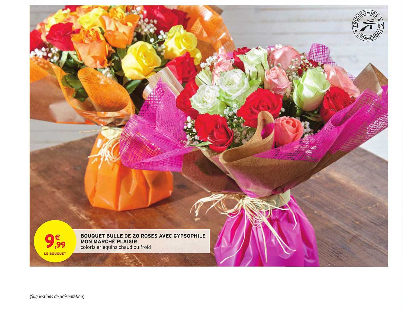 bouquet bulle de 20 roses avec gypsophile mon marché plaisir