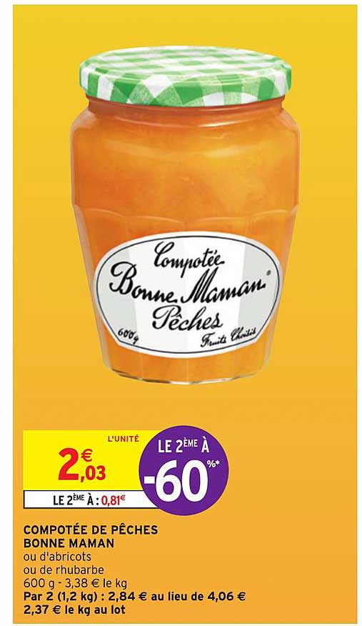 compotée de pêches bonne maman  le 2ème à -60%