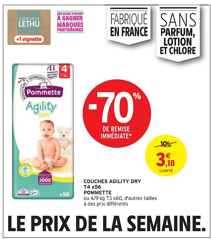 Couches Agility Dry T4x56 Pommette -70% De Remise Immédiate