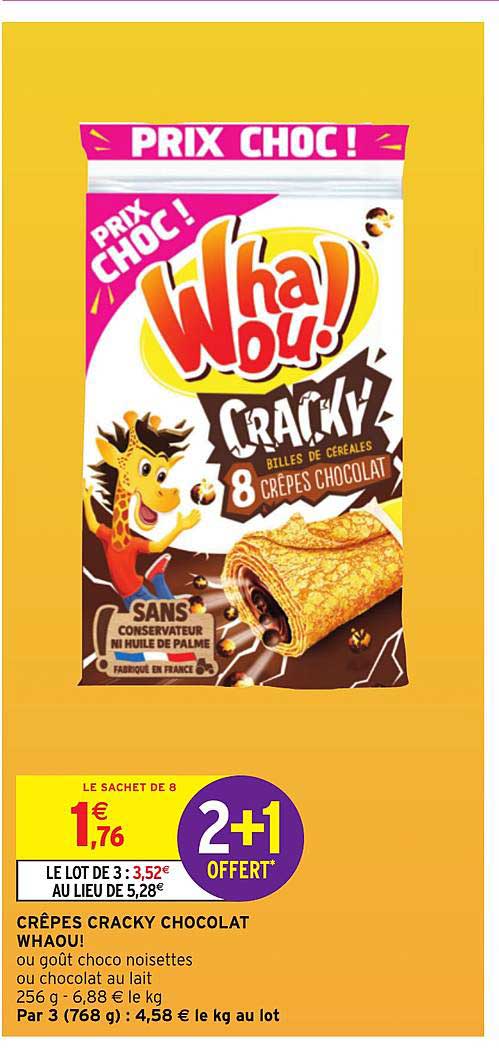 Crêpes Cracky Chocolat Whaou! 2+1 Offert