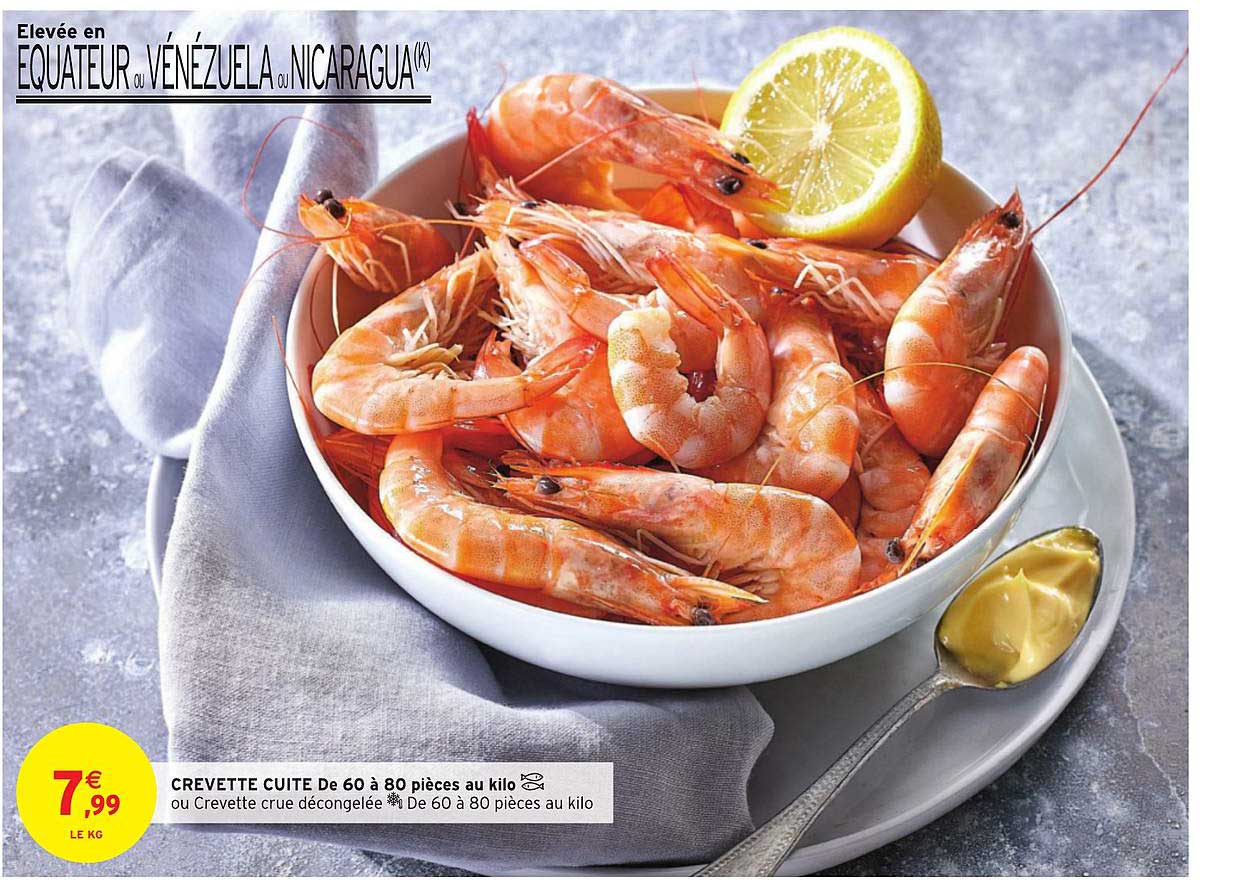 Crevette Cuite De 60 à 80 Pièces Au Kilo