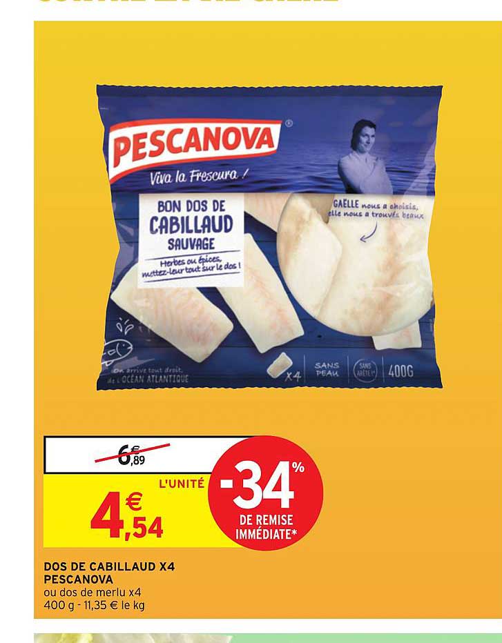 Dos De Cabillaud X4 Pescanova -34% De Remise Immédiate