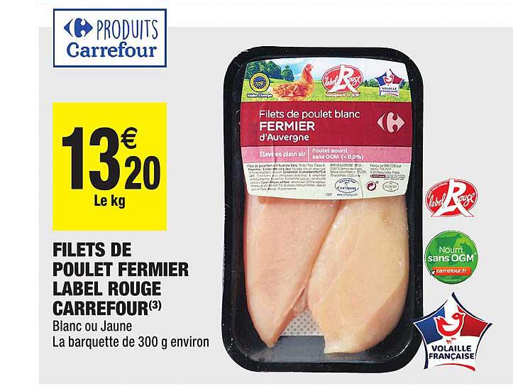 filets de poulet fermier fleury michon carrefour