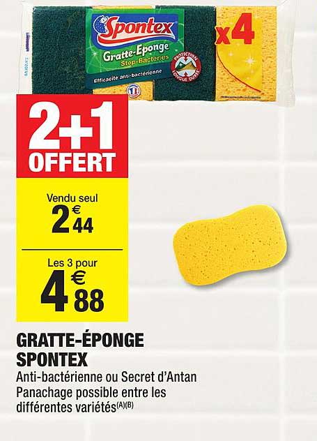 gratte éponge spontex 2+1 offert