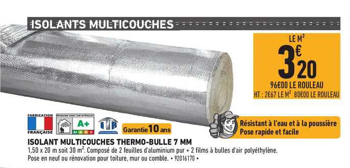 isolant multicouches thermo bulle 7 mm