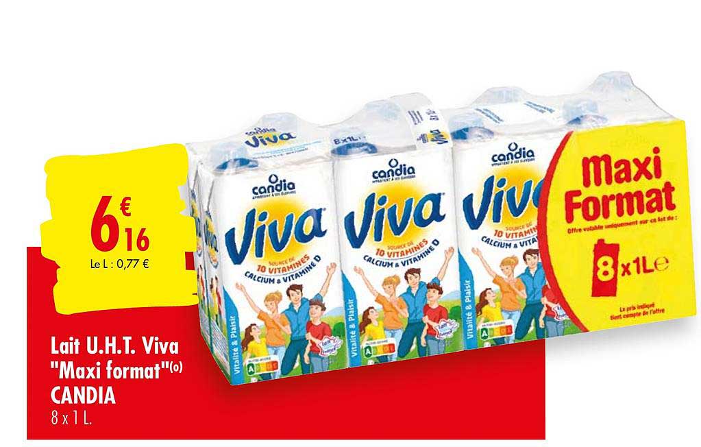 lait u.h.t. viva maxi format candia