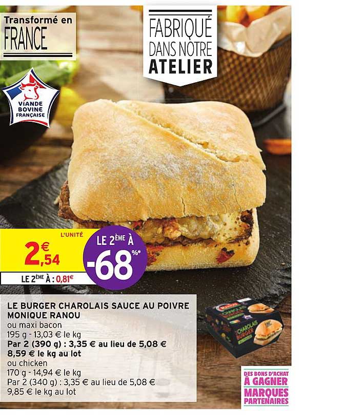 le burger charolais sauce au poivre monique ranou le 2ème à -68%