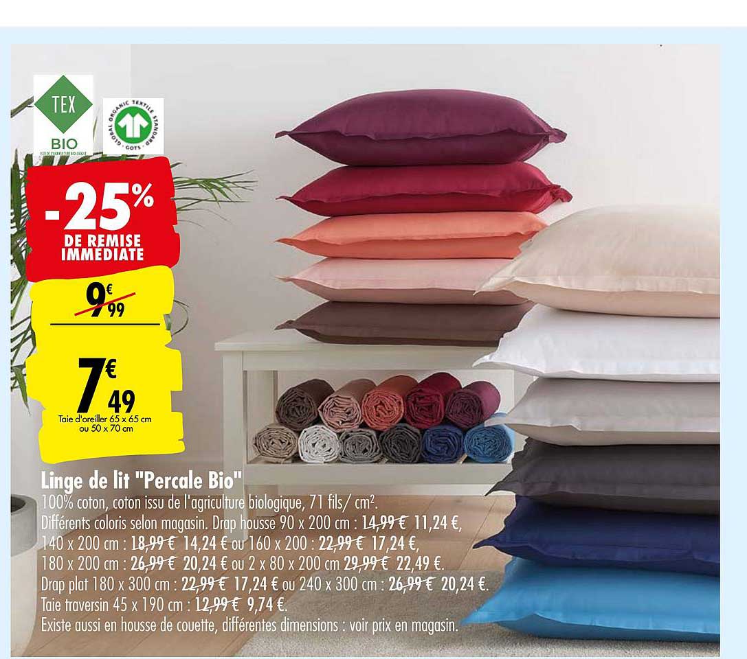 Linge De Lit Percale Bio -25% De Remise Immédiate