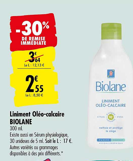Promo Liniment Oléo Calcaire Biolane -30% Remise Immédiate chez ...