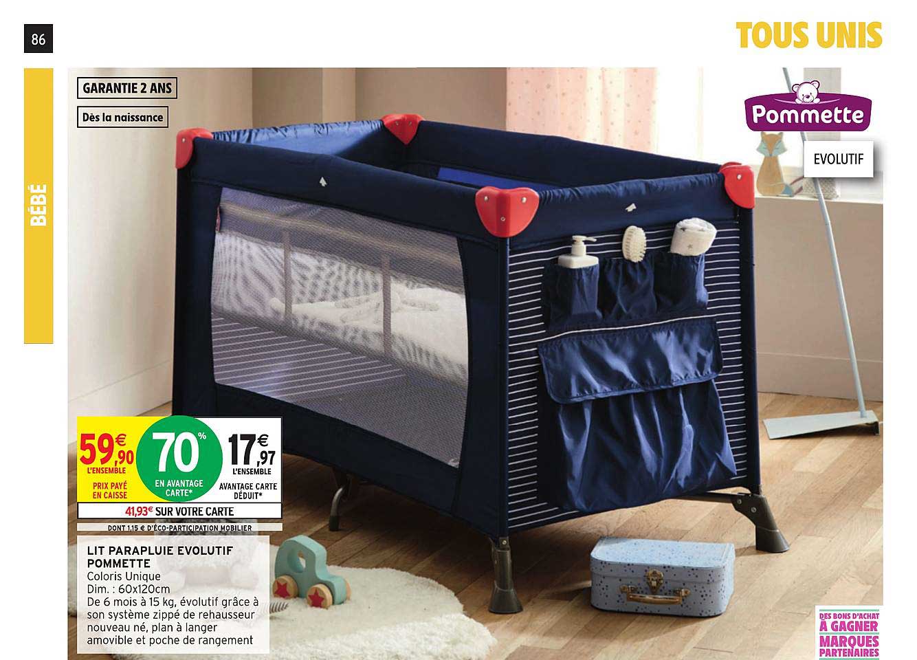 lit parapluie évolutif pommette