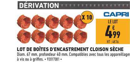 lot de boîtes d'encastrement cloison sèche capri
