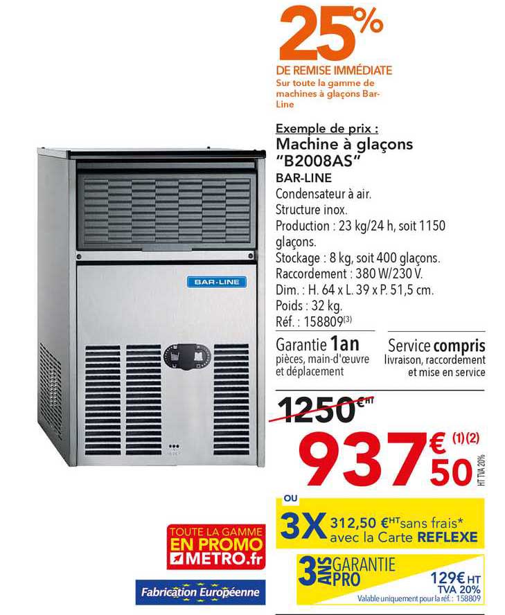 machine à glaçons b2008as bar line 25% de remise immédiate