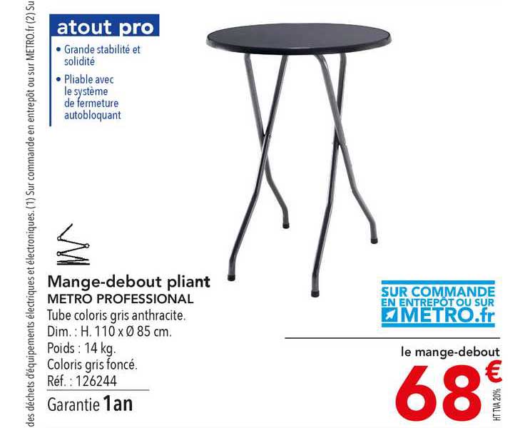 mange debout pliant metro professional