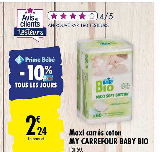 Maxi Carrés Coton My Carrefour Baby Bio