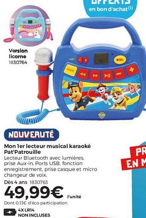 mon 1er lecteur musical karaoké pat'patrouille