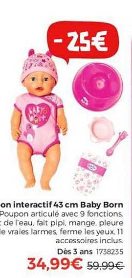 on interactif 43 cm baby born