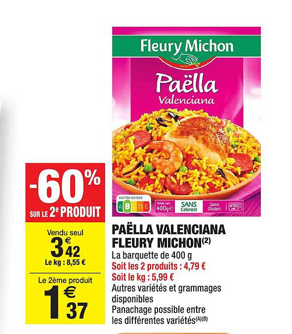 paëlla valenciana fleury michon -60% sur le 2e produit