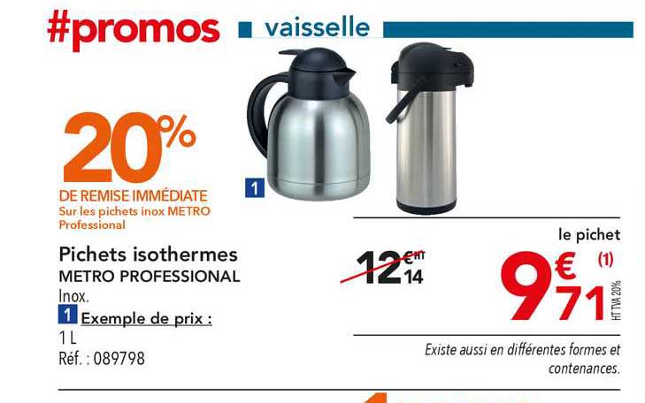 pichets isothermes metro professional 20% de remise immédiate