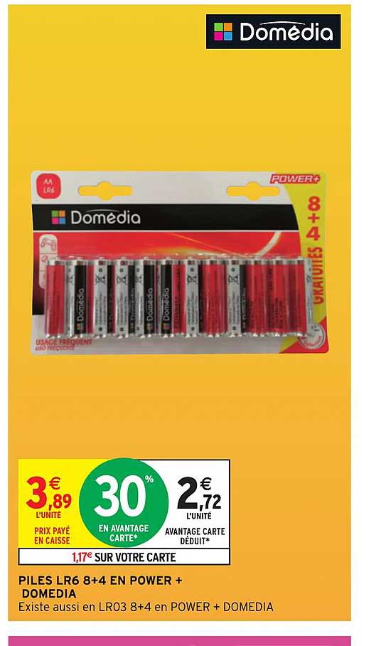 piles lr3 8+4 en power + domedia