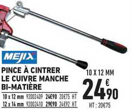 pince à cintrer le cuivre manche bi matière mejix