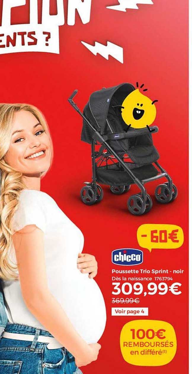 poussette trio sprint noir chicco
