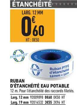 ruban d'étanchéité eau potable interplast